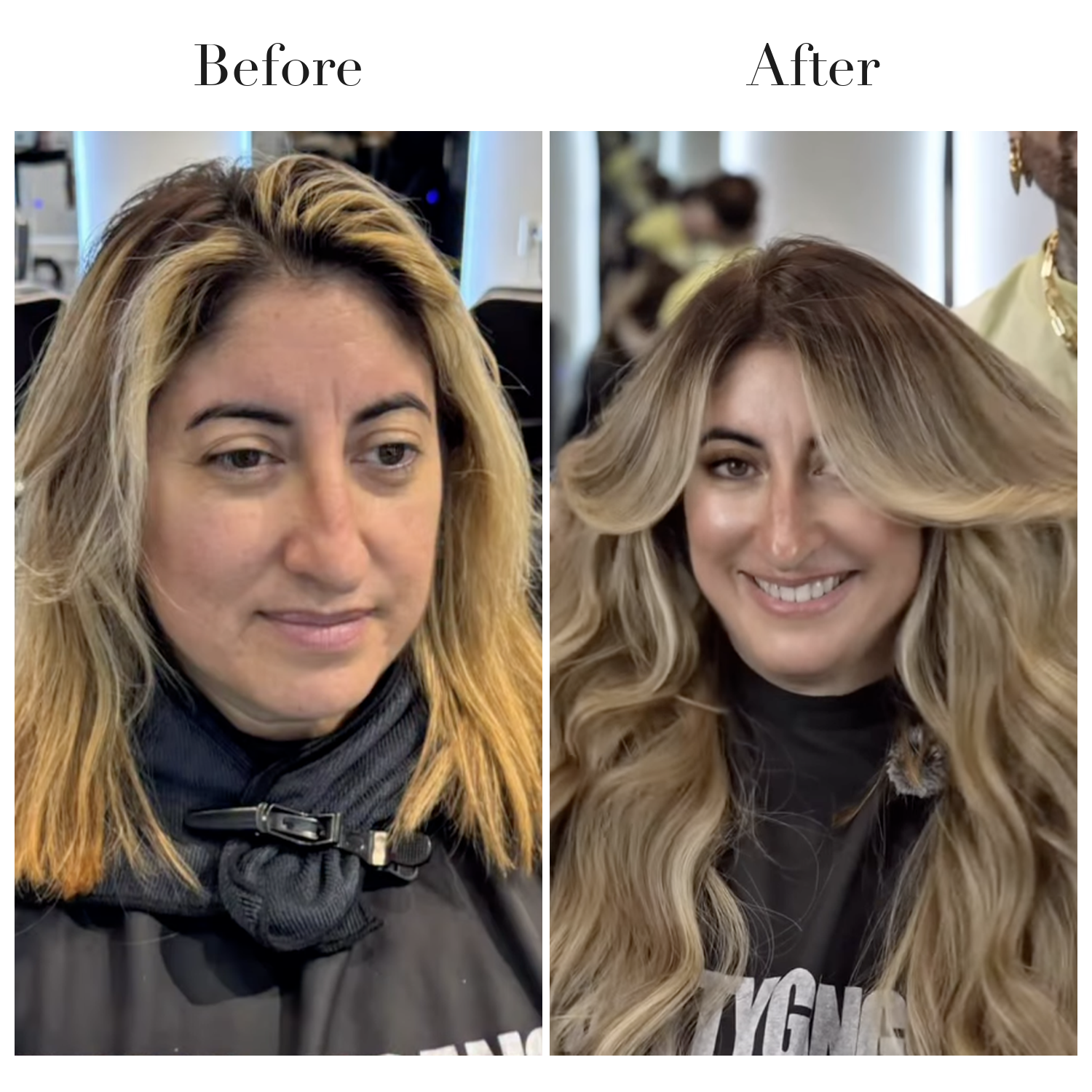 PRETTYGANG before and after — blended blonde
